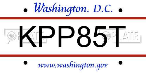 KPP85T District Of Columbia License Plate