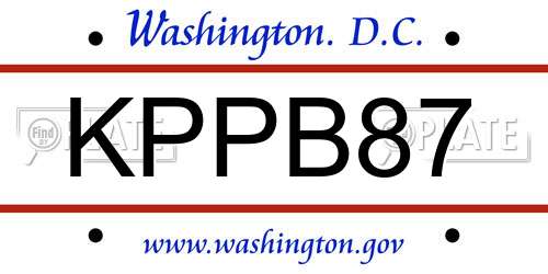 KPPB87 District Of Columbia License Plate