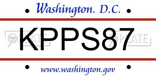 KPPS87 District Of Columbia License Plate