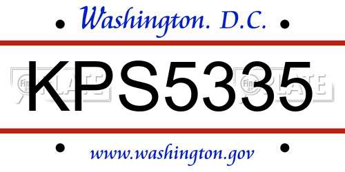 KPS5335 District Of Columbia License Plate