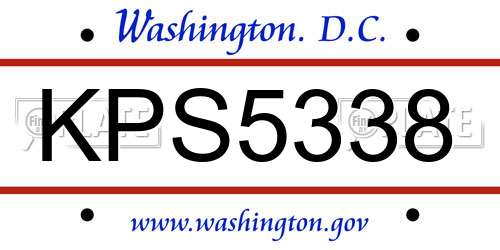 KPS5338 District Of Columbia License Plate