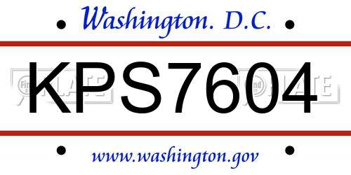 KPS7604 District Of Columbia License Plate