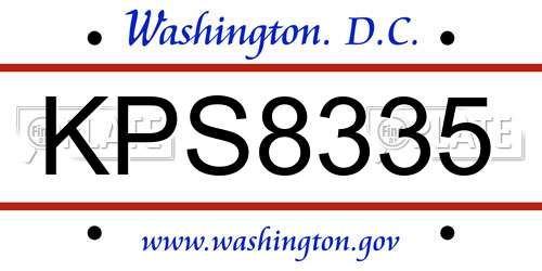 KPS8335 District Of Columbia License Plate