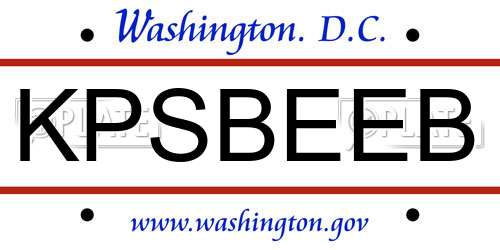 KPSBEEB District Of Columbia License Plate