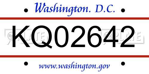 KQ02642 District Of Columbia License Plate