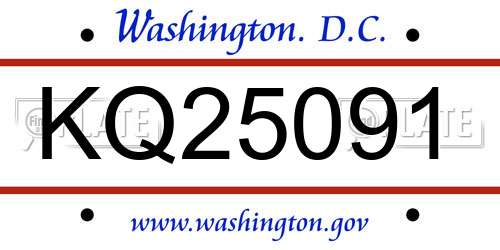 KQ25091 District Of Columbia License Plate