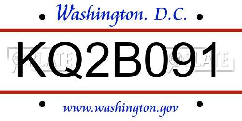 KQ2B091 District Of Columbia License Plate