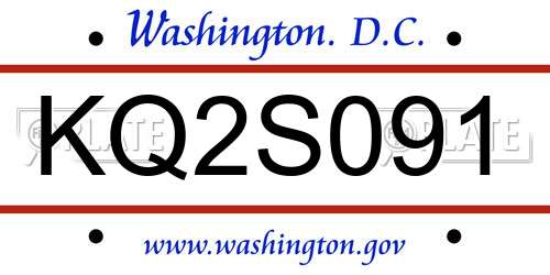 KQ2S091 District Of Columbia License Plate