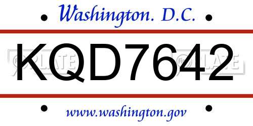 KQD7642 District Of Columbia License Plate