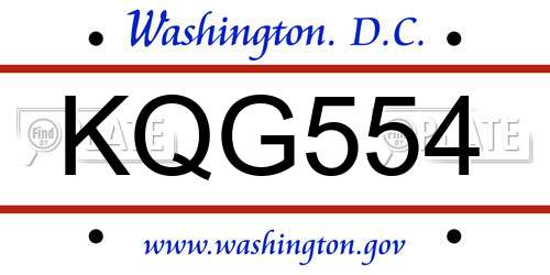 KQG554 District Of Columbia License Plate