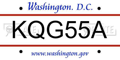 KQG55A District Of Columbia License Plate