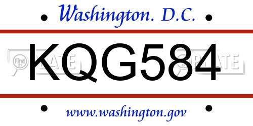 KQG584 District Of Columbia License Plate