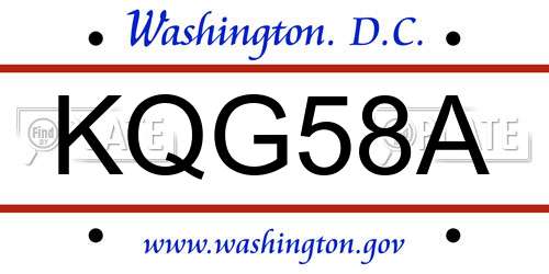 KQG58A District Of Columbia License Plate