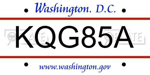 KQG85A District Of Columbia License Plate