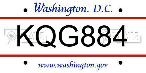 KQG884 District Of Columbia License Plate