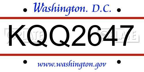 KQQ2647 District Of Columbia License Plate