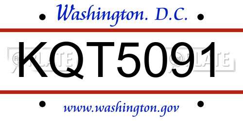 KQT5091 District Of Columbia License Plate