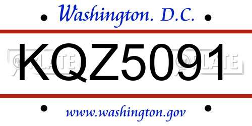 KQZ5091 District Of Columbia License Plate
