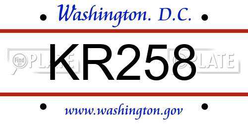 KR258 District Of Columbia License Plate