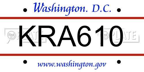 KRA610 District Of Columbia License Plate