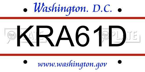 KRA61D District Of Columbia License Plate
