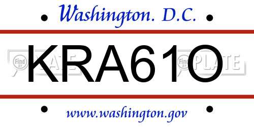 KRA61O District Of Columbia License Plate
