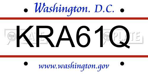 KRA61Q District Of Columbia License Plate