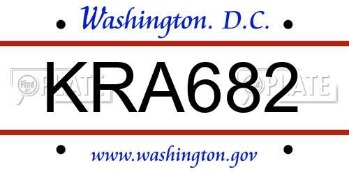 KRA682 District Of Columbia License Plate