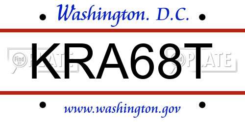 KRA68T District Of Columbia License Plate