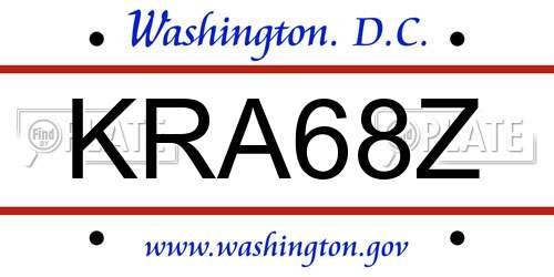 KRA68Z District Of Columbia License Plate