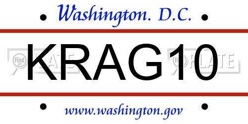 KRAG10 District Of Columbia License Plate