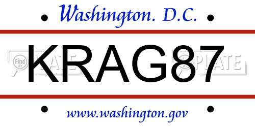 KRAG87 District Of Columbia License Plate