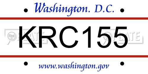 KRC155 District Of Columbia License Plate