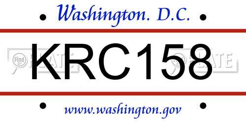 KRC158 District Of Columbia License Plate