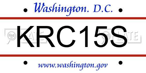 KRC15S District Of Columbia License Plate