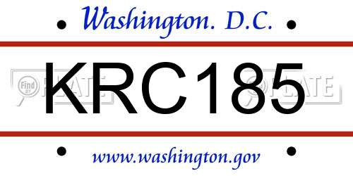 KRC185 District Of Columbia License Plate