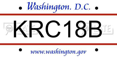 KRC18B District Of Columbia License Plate