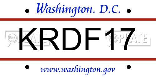 KRDF17 District Of Columbia License Plate