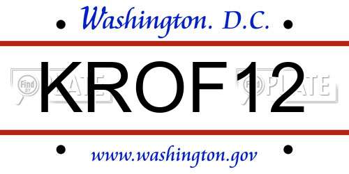 KROF12 District Of Columbia License Plate
