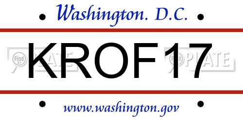 KROF17 District Of Columbia License Plate
