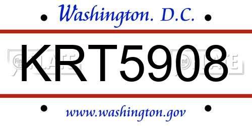 KRT5908 District Of Columbia License Plate