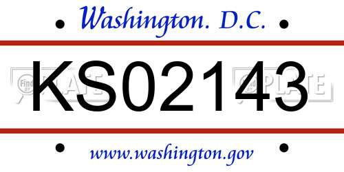 KS02143 District Of Columbia License Plate