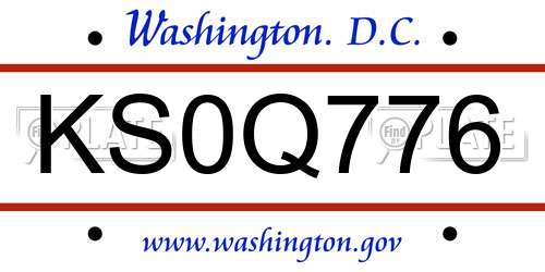 KS0Q776 District Of Columbia License Plate