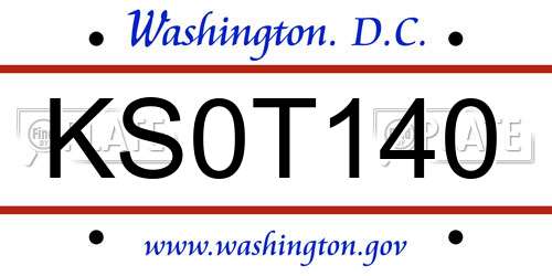 KS0T140 District Of Columbia License Plate