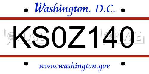 KS0Z140 District Of Columbia License Plate
