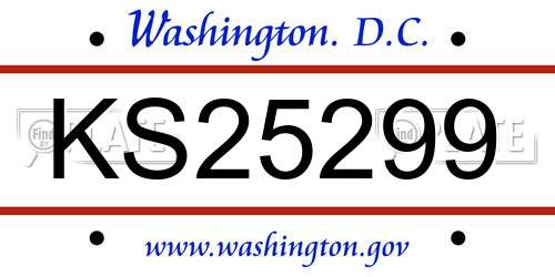 KS25299 District Of Columbia License Plate
