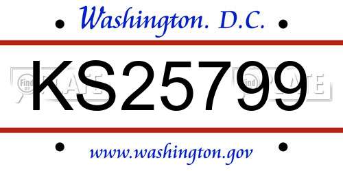 KS25799 District Of Columbia License Plate