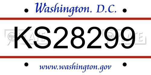 KS28299 District Of Columbia License Plate