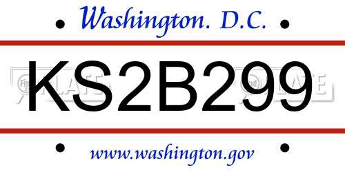 KS2B299 District Of Columbia License Plate