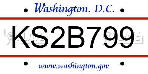 KS2B799 District Of Columbia License Plate